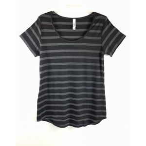4/25 LulaRoe Classic Tee T Top Striped Black Gray